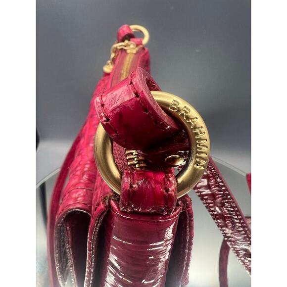 Brahmin Leather Melbourne Mimosa  Crossbody Bag croc-embossed - Picture 5 of 16